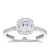 Thumbnail Image 0 of 9ct White Gold Cubic Zirconia Cushion Halo Ring