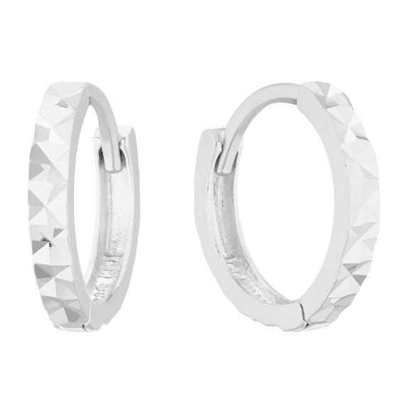 Childrens Sterling Silver Diamond Cut 8mm Huggie Earrings