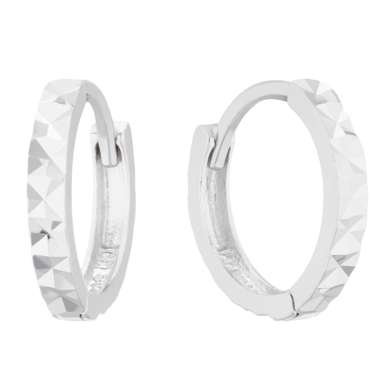 Main Image 1 of Children's Sterling Silver Diamond Cut 8mm Huggie Earrings