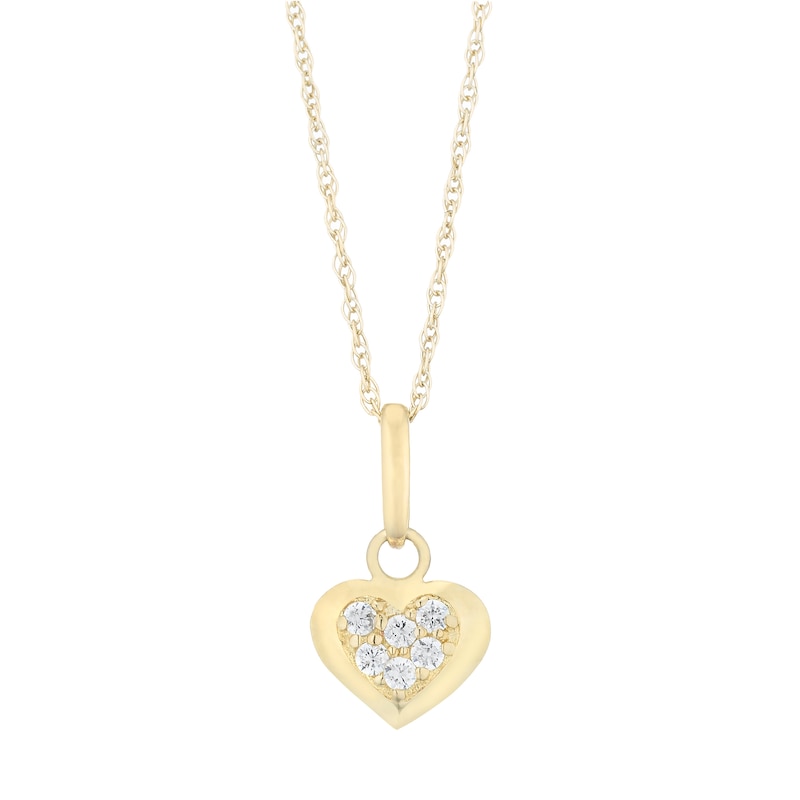 Main Image 1 of Children's 9ct Yellow Gold Cubic Zirconia Heart Pendant
