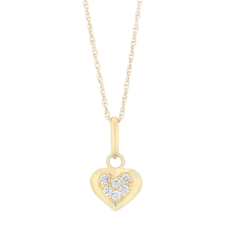 Children's 9ct Yellow Gold Cubic Zirconia Heart Pendant