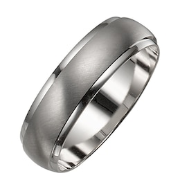 Mens 9ct White Gold Satin and Polished Ring