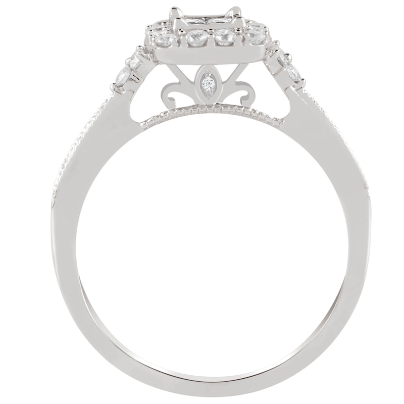 Main Image 3 of Princessa 9ct White Gold 2/5ct Diamond Square Cluster Ring