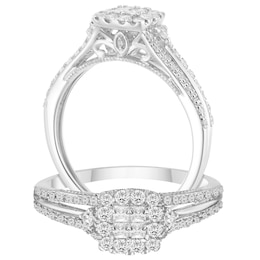 9ct White Gold 2/5ct Diamond Princessa Ring