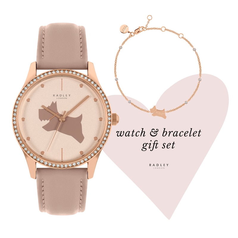 Radley Cobweb Ladies' Pink Strap Watch & Bracelet Set