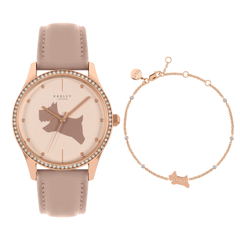 Radley Cobweb Ladies' Pink Strap Watch & Bracelet Set