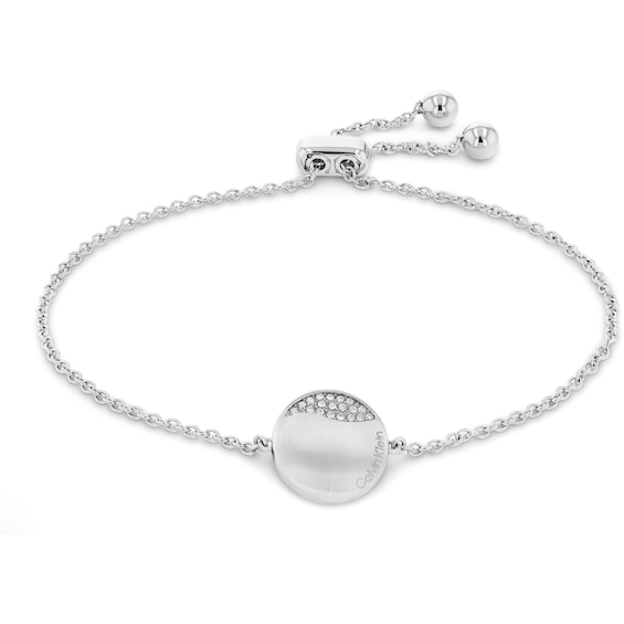 Calvin Klein Ladies Brushed Silver-Tone Crystal Bracelet