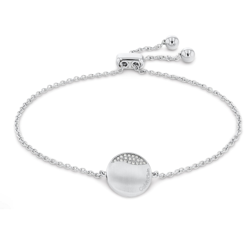 Calvin Klein Ladies' Brushed Silver-Tone Crystal Bracelet