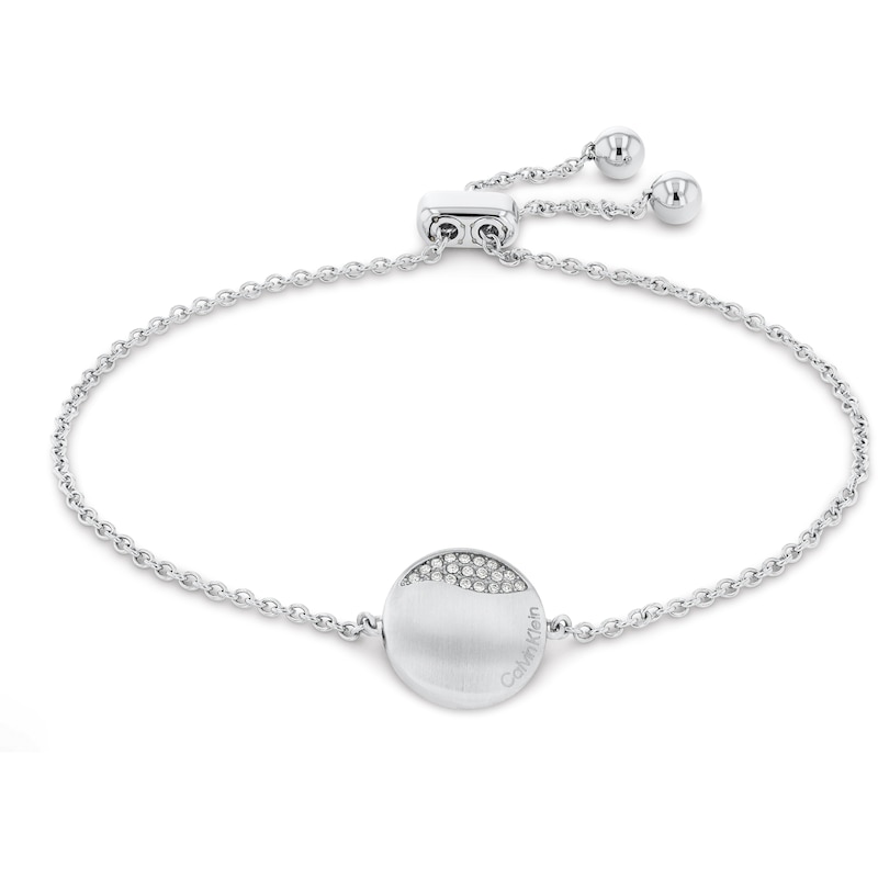 Main Image 1 of Calvin Klein Ladies' Brushed Silver-Tone Crystal Bracelet