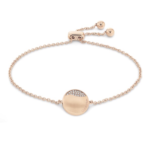 Calvin Klein Ladies Brushed Rose-Tone Crystal Bracelet