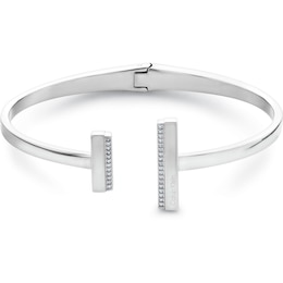 Calvin Klein Ladies' Polished Silver-Tone Hinge Bracelet