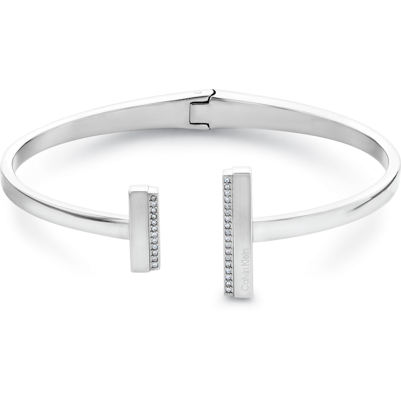 Main Image 1 of Calvin Klein Ladies' Polished Silver-Tone Hinge Bracelet