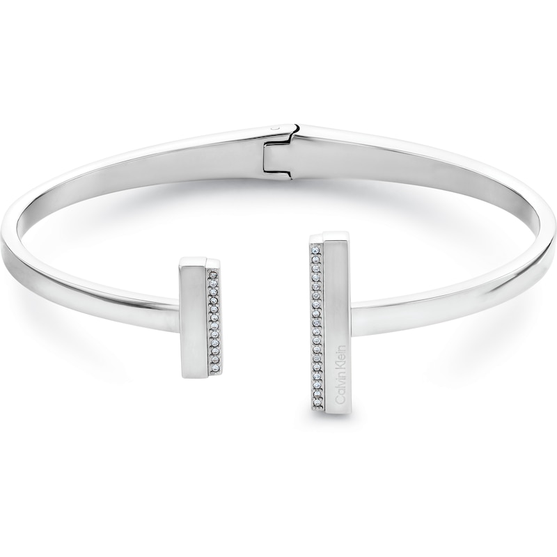 Calvin Klein Ladies' Polished Silver-Tone Hinge Bracelet