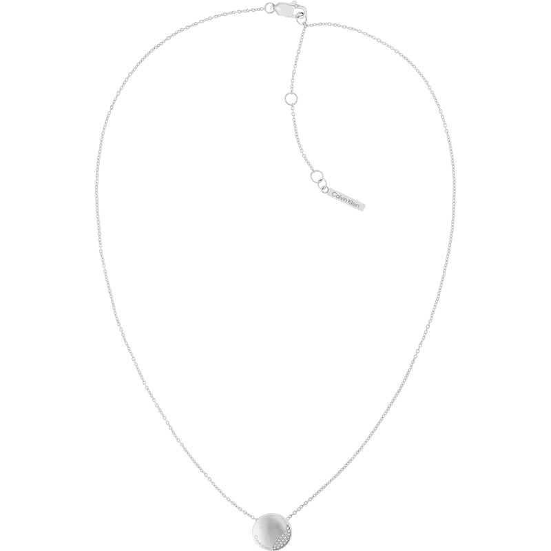Calvin Klein Ladies' Silver Tone Brushed Crystal Necklace