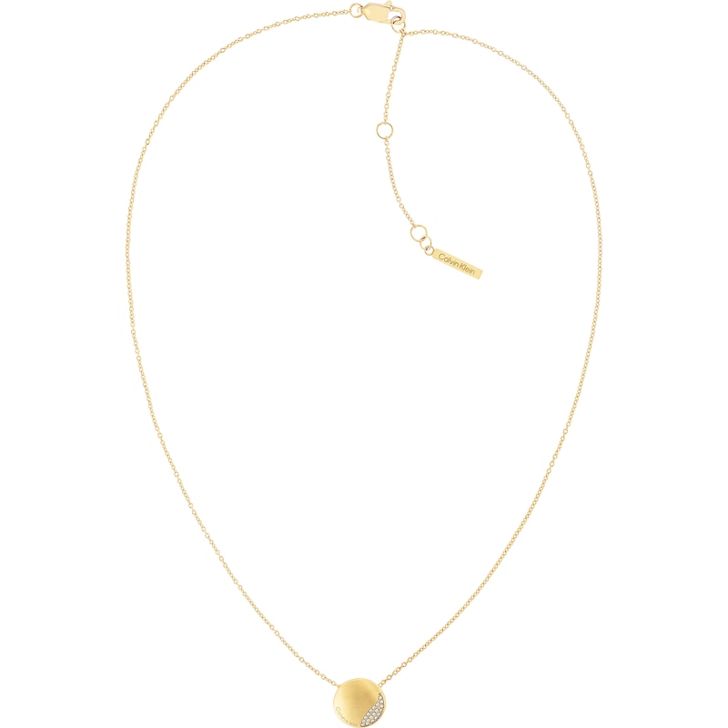 Calvin Klein Ladies' Gold Tone Brushed Crystal Necklace