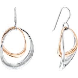 Calvin Klein Two-Tone Stainless Steel and Rose Gold Earrings