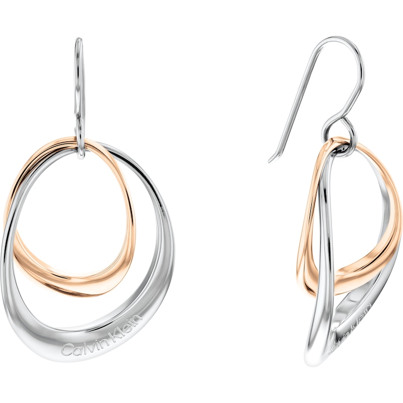 Calvin Klein Two Tone Stainless Steel and Rose Gold Earrings