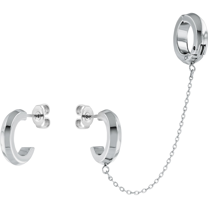 Calvin Klein Stainless Steel Hoop And Bar Earring Cuff