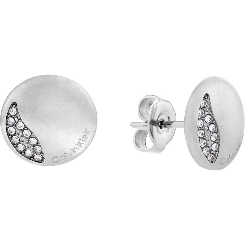 Main Image 1 of Calvin Klein Ladies' Silver Tone Brushed Crystal Earrings