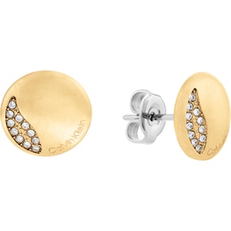 Calvin Klein Ladies' Gold Tone Brushed Crystal Earrings