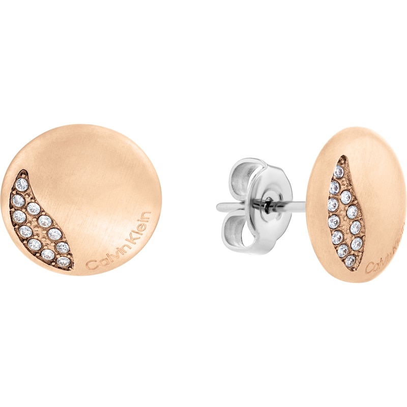 Main Image 1 of Calvin Klein Ladies' Rose Gold Tone Brushed Crystal Earrings