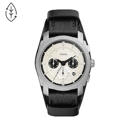 Fossil Machine Men's Black Leather Strap Watch