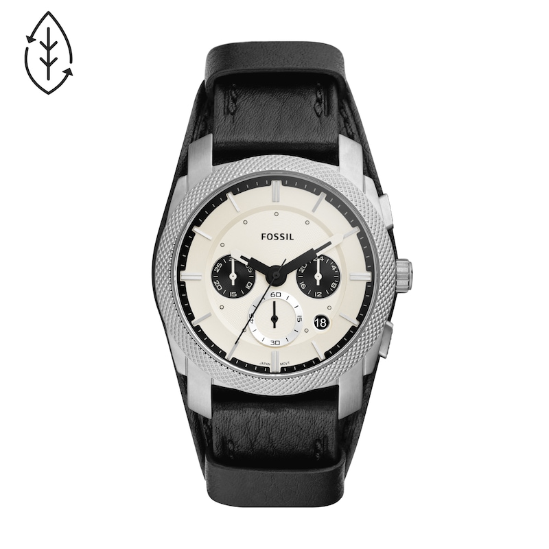 Main Image 1 of Fossil Machine Men's Black Leather Strap Watch