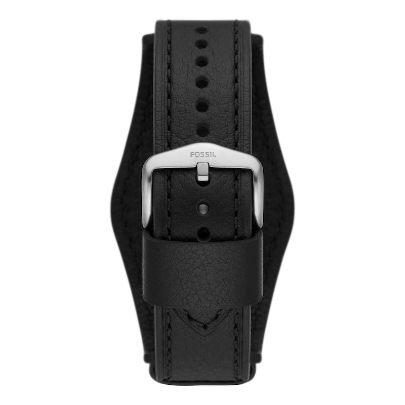 Main Image 3 of Fossil Machine Men's Black Leather Strap Watch
