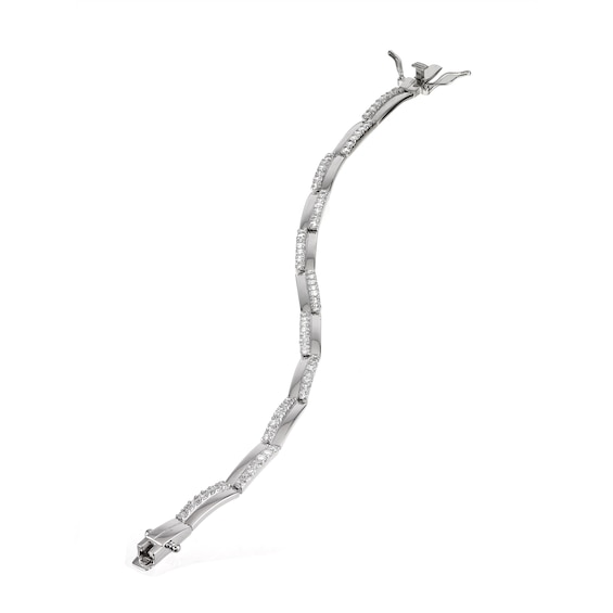 Sterling Silver Cubic Zirconia Fancy Link Bracelet