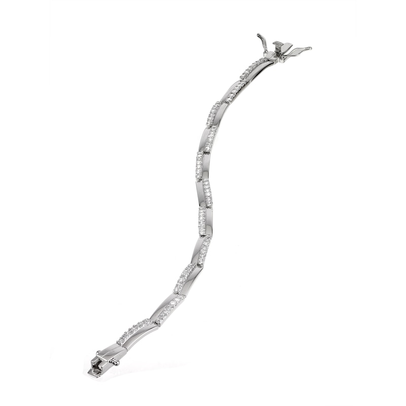 Main Image 1 of Sterling Silver Cubic Zirconia Fancy Link Bracelet