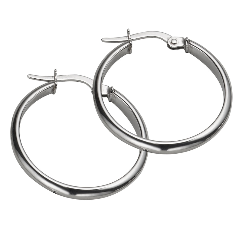 Main Image 1 of 9ct White Gold 20mm Hoop Earrings