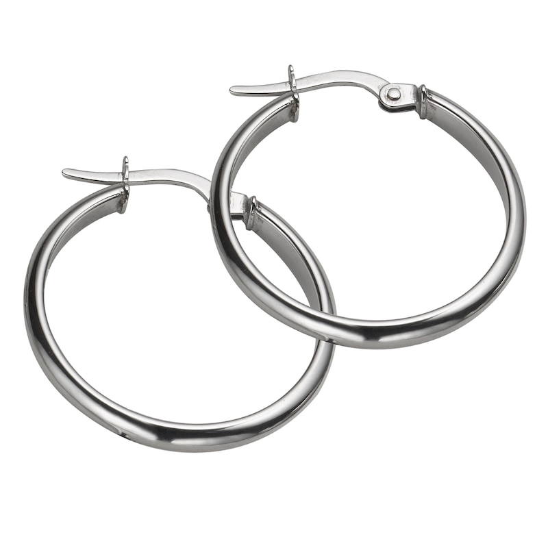 9ct White Gold 20mm Hoop Earrings