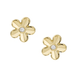 Fossil Val Women's Yellow Gold Tone Stud Earrings
