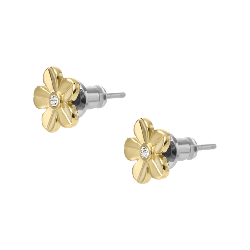 Fossil Val Women's Yellow Gold Tone Stud Earrings