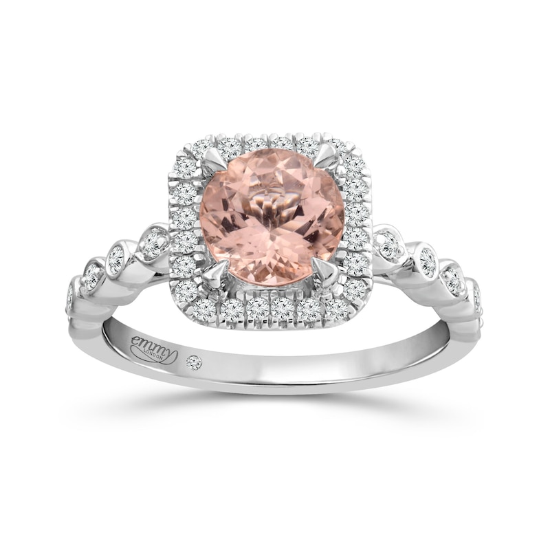 Main Image 1 of Emmy London 18ct White Gold Morganite & 0.20ct Diamond Ring