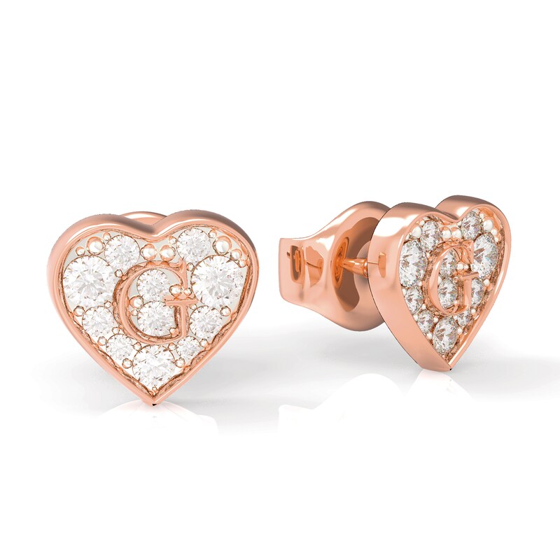 Guess G-Shine Rose Gold Tone Cubic Zirconia Earrings