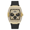 Thumbnail Image 0 of Guess Phoenix Men's Gold Tone Stone Set Dial Black Leather Strap Watch