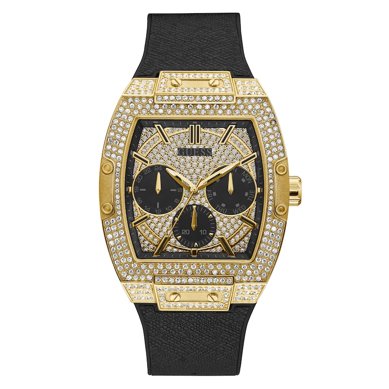 Guess Phoenix Men's Black Leather Strap Watch