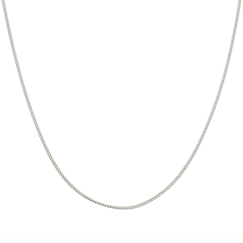 Main Image 2 of 9ct White Solid Gold 20" Dainty Curb Chain
