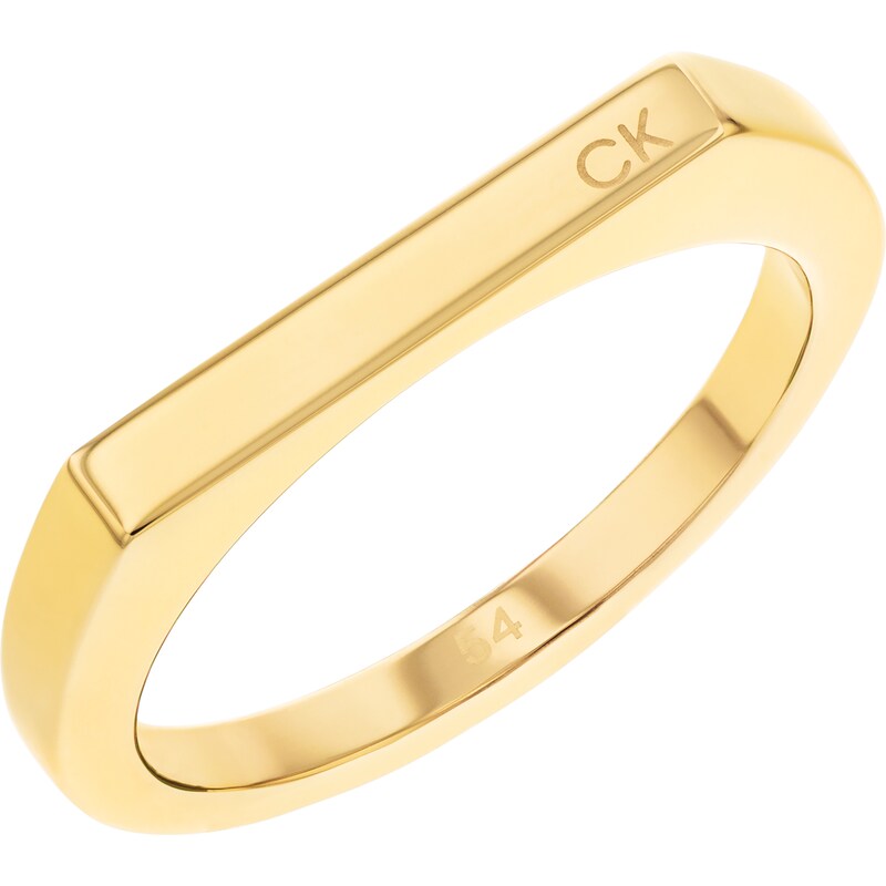 Calvin Klein Ladies' Yellow Gold Plated Bar Ring