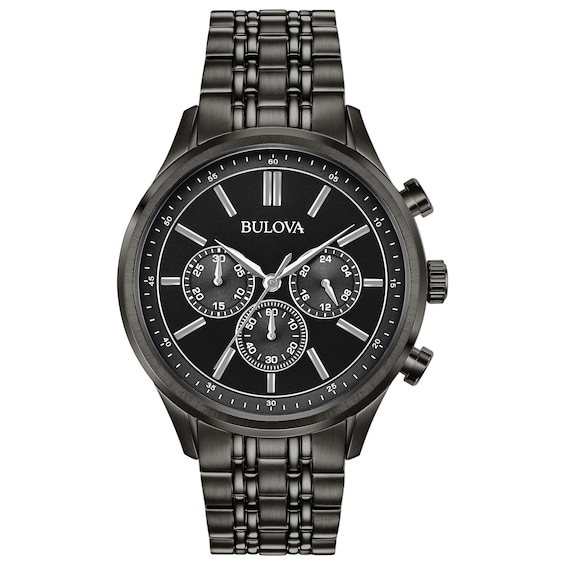 Bulova Classic Chronograph Mens Black Ip Stainless Steel Bra