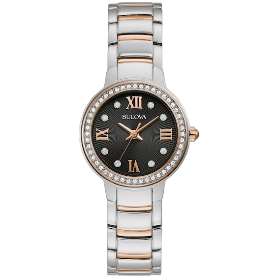 Bulova Classic Crystal Ladies Two-Tone Stainless Steel Bracelet Watch