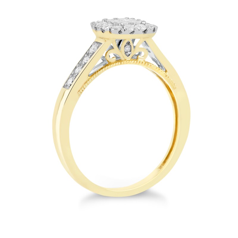 Main Image 2 of Princessa 18ct Yellow Gold 1/2ct Diamond Cluster Ring