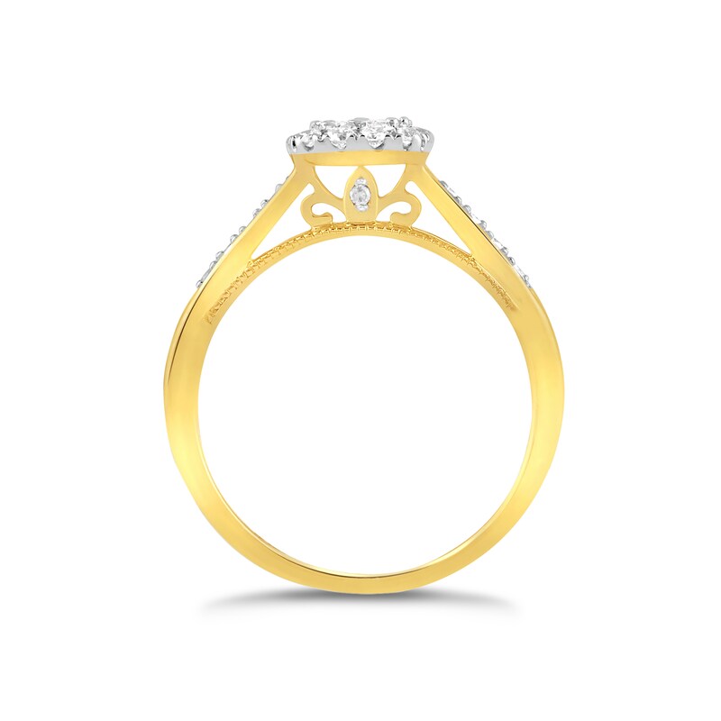 Main Image 3 of Princessa 18ct Yellow Gold 1/2ct Diamond Cluster Ring
