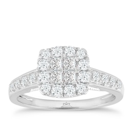 Princessa 18ct White Gold 2/3ct Diamond Square Cluster Ring