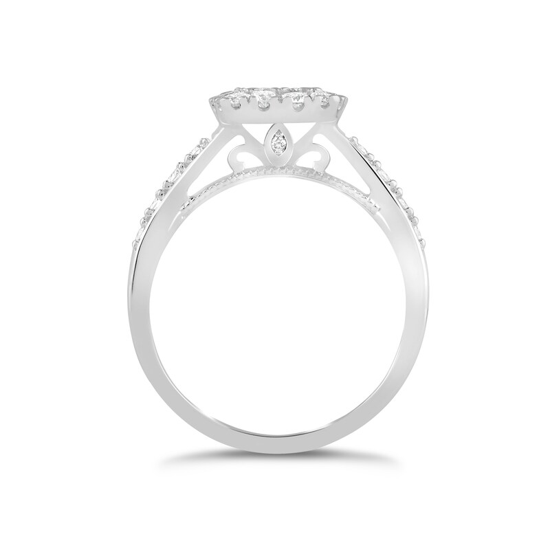 Main Image 3 of Princessa 18ct White Gold 2/3ct Diamond Square Cluster Ring