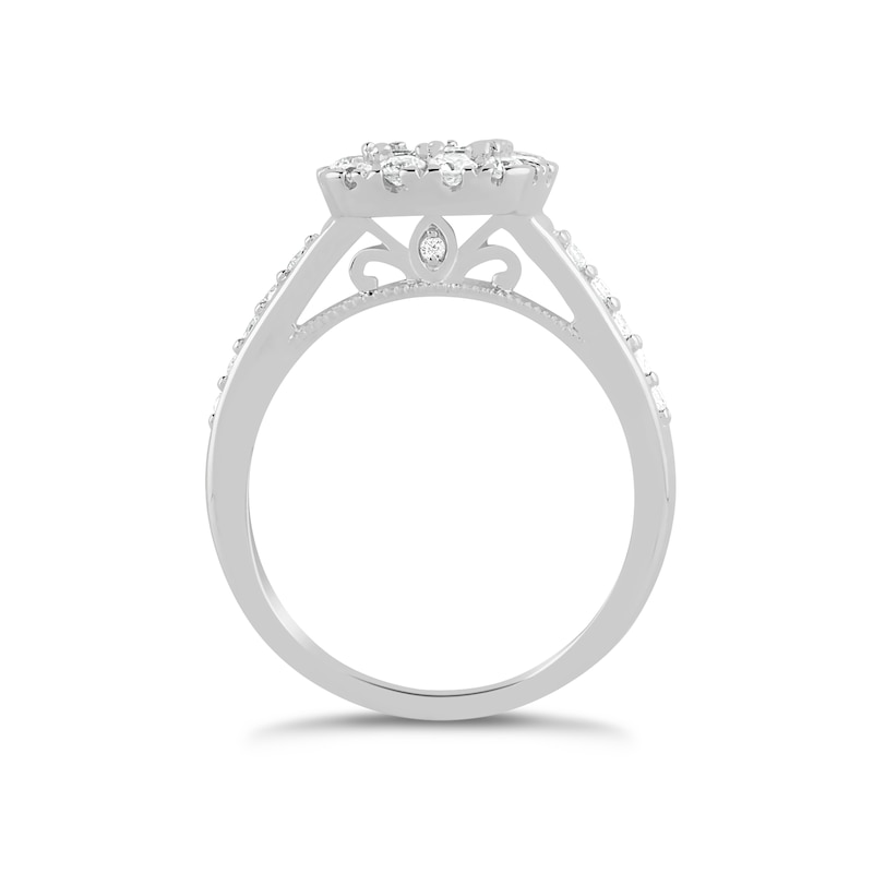 Main Image 3 of 9ct White Gold 1ct Diamond Princessa Cluster Ring