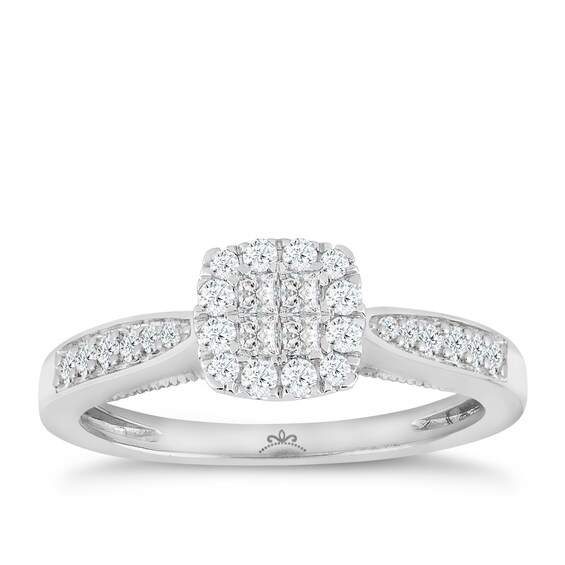 Princessa 18ct White Gold 1/3ct Diamond Cluster Ring