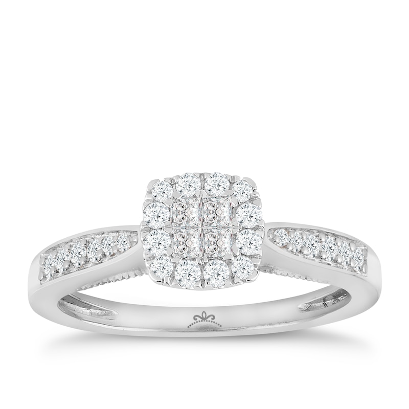 Main Image 1 of Princessa 18ct White Gold 1/3ct Diamond Cluster Ring