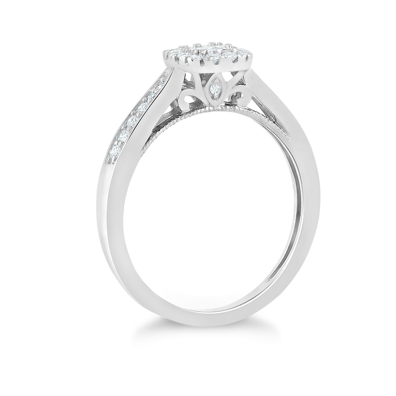 Main Image 2 of Princessa 18ct White Gold 1/3ct Diamond Cluster Ring